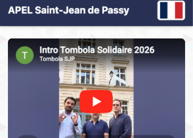 Crop of the prizes screen — the video "Intro Tombola Solidaire 2026" at the top of the prizes page