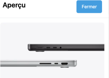 Crop of the preview of the 1st prize — an Apple MacBook Pro 14-inch M5, seen in profile