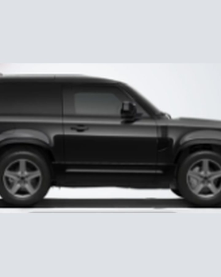 Black Land Rover Defender 90 Hard Top in profile — headline prize of the EquiAction charity lottery.