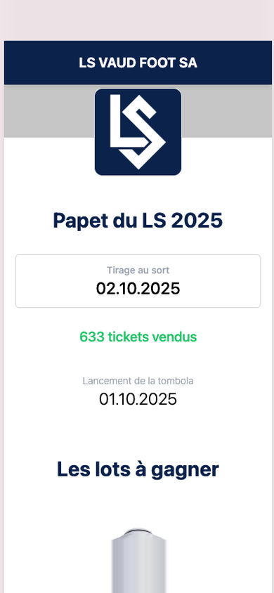 iPhone screen — description of a prize in Le Papet du LS: a Real Madrid jersey printed Vinícius Jr. no. 7, among "The prizes to be won".