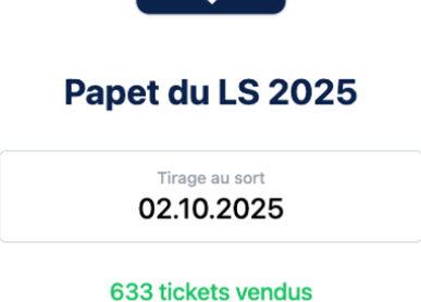Crop of the home screen — the Lausanne-Sport crest and "Papet du LS 2025".