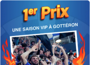 Crop of the prizes screen — poster for the 1st prize, a VIP season at Gottéron, from the Table Ronde n°8 Fribourg raffle.