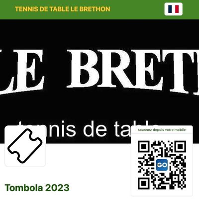 Page de vente de la tombola 2023 du club de tennis de table Le Brethon.